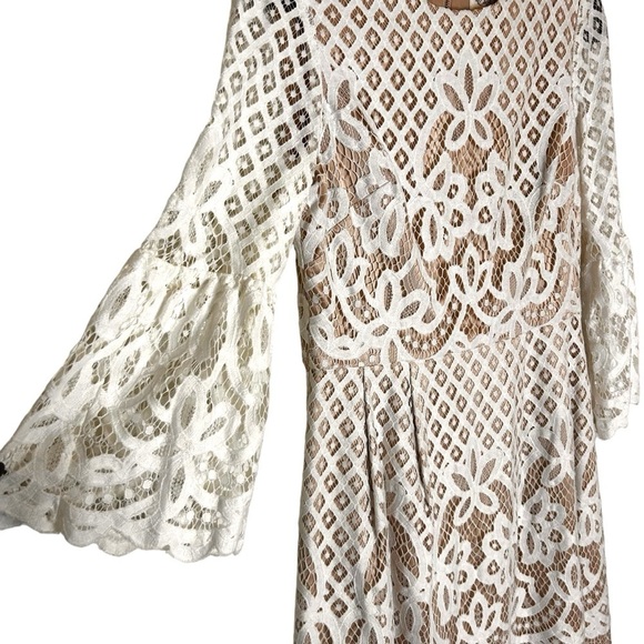 Eliza J White Lace Bell Sleeve Dress- Bridal Shower Dress- Size 10 - Picture 9 of 16